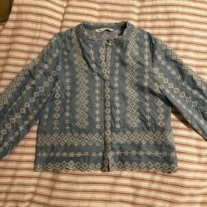 Zara Blue Embroidered Top